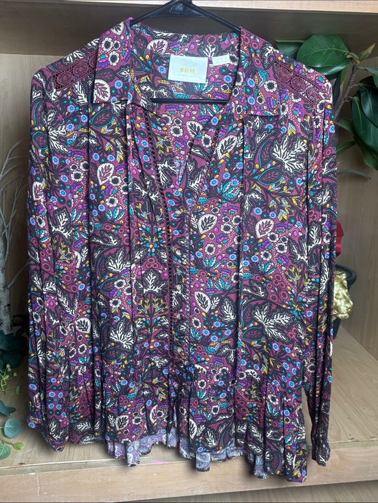 Anthropologie Tops - Anthropologie Purple Multicolor Floral Button-Front Blouse